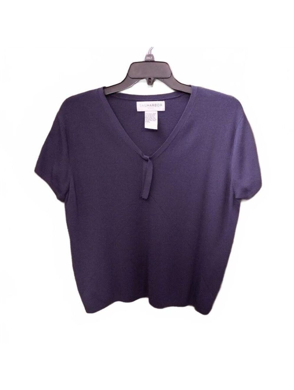 Sag Harbor Woman Purple Rayon Nylon Short Sleeve Sweater Top Plus Size 2X